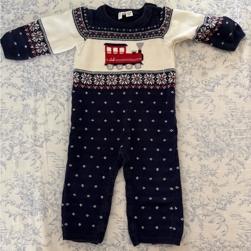 Janie and Jack Train Fair Isle One Piece
